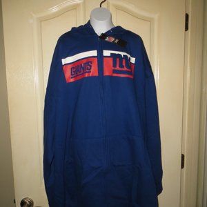 1128E Majestic New York Giants Big & Tall Zippered Hoodie, Blue, 5X